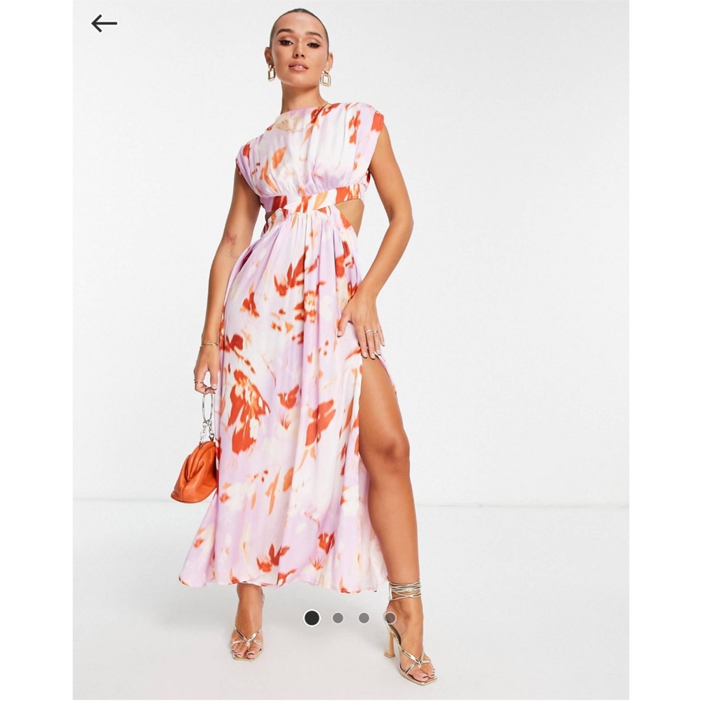 🧡 ASOS Design cut sleeveless midi dress in lilac blurred floral 🧡
